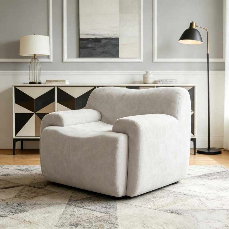 Chaise d'appoint moderne rembourrée, Beige