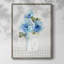 «Gingham Blue Flowers I», reproduction encadrée - bois massif 48672-1134351546