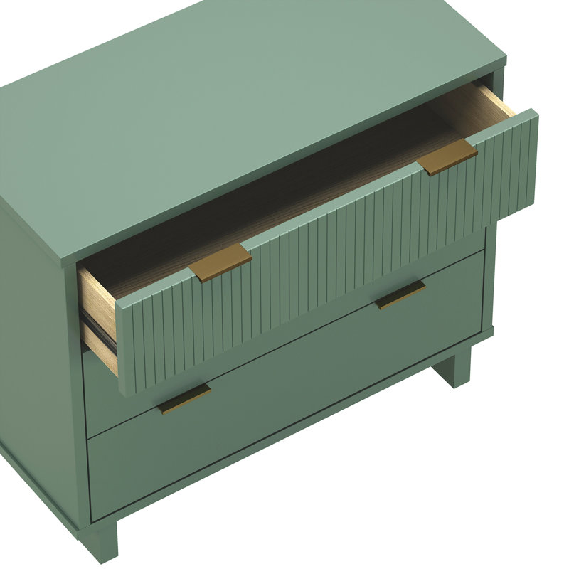 Ensemble de chambre à coucher avec commode et table de chevet 2 pièces Elara, Vert sauge
