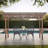 13' x 6.5' Grill Gazebo with Metal Roof, Bulbs & Bar Counters, Wooden Pergola Design