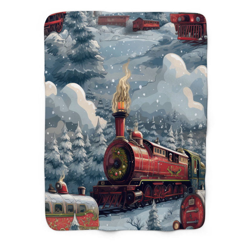 Train du Père Noël - couverture de qualité supérieure 1 pièce, Lit simple