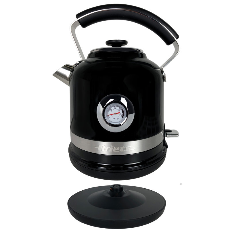 Ariete Moderna 1.7L Stainless Steel Kettle with 2 Slice Toaster Set, Black