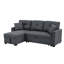 Canapé modulaire 76,5 po en mélange de lin avec lit escamotable et rangement pour chaise longue-1879074763