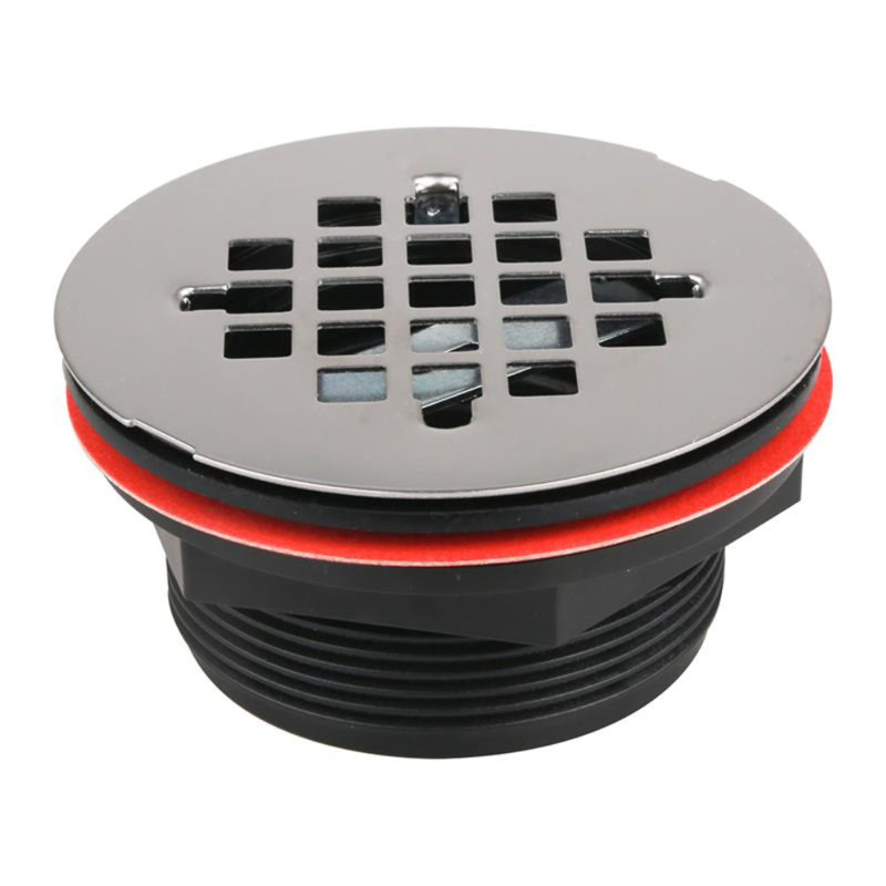 Base de douche 48 po x 36 po en acrylique noir brillant avec drain central, drain inclus, Noir lustré