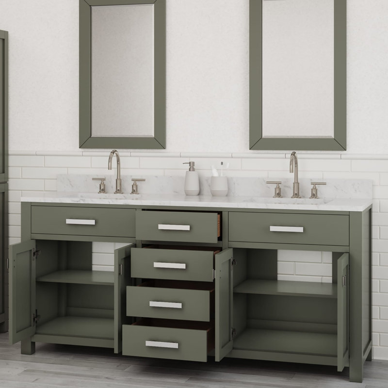 Ensemble de meuble-lavabo double 72 po Minnetrista, Vert glacial, Chrome
