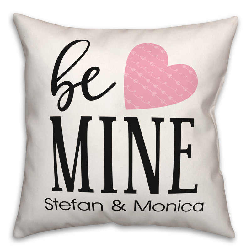 Housse de coussin carrée à cœur rose be mine