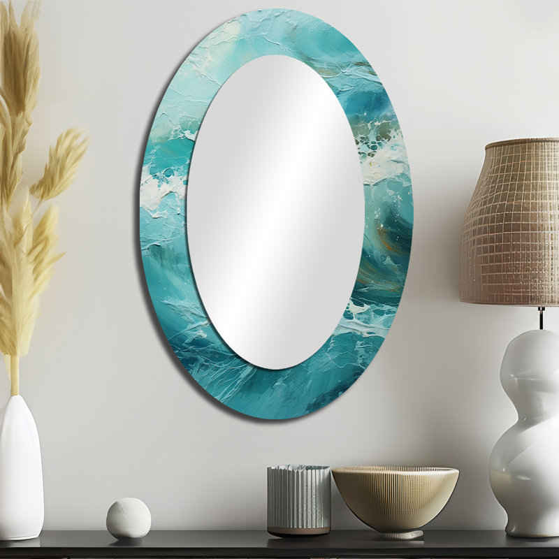 Miroir mural océan bleu sarcelle Wave Expression II, 36 po x 24 po