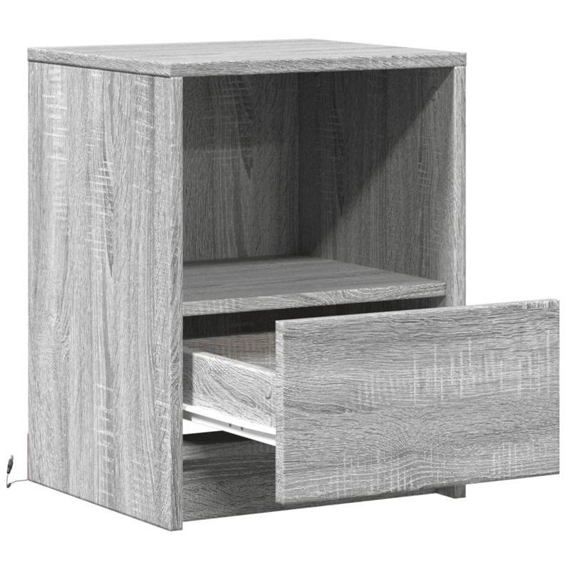 Dancho 38cm W Manufactured Wood Bedside Table, 2, Grey Sonoma