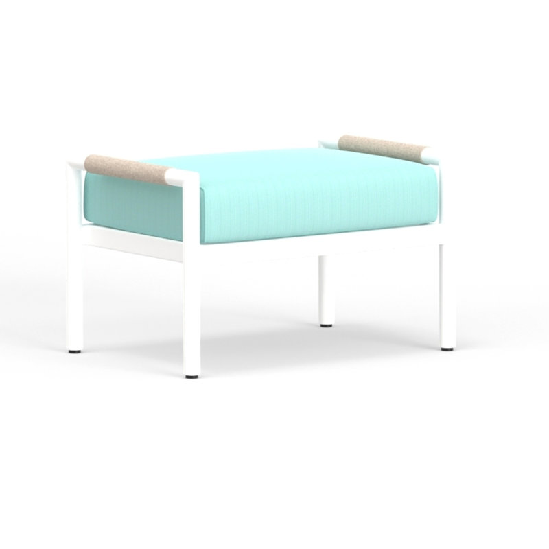 Repose-pieds d'extérieur avec coussin Sunbrella® Sabbia, Dupione Celeste Sunbrella®