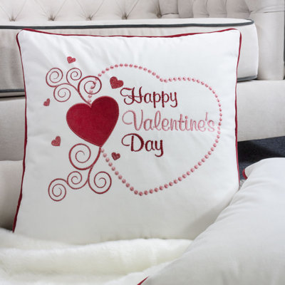 Duplantis Valentines Day Embroidery Velvet Throw Pillow