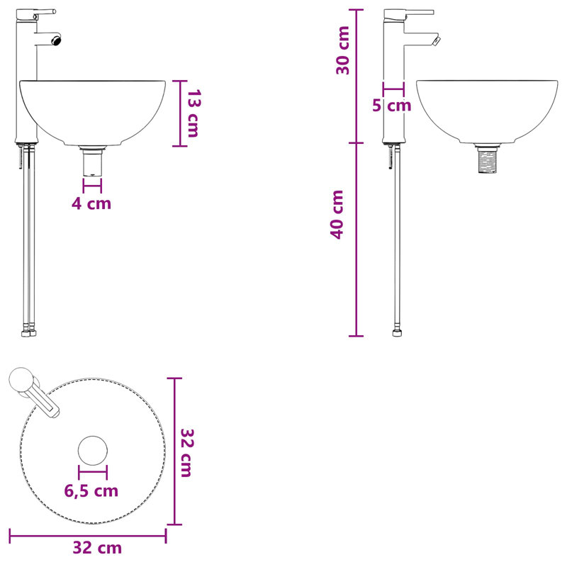 Belfry Bathroom 320mm W Metal Sink, Matte Black