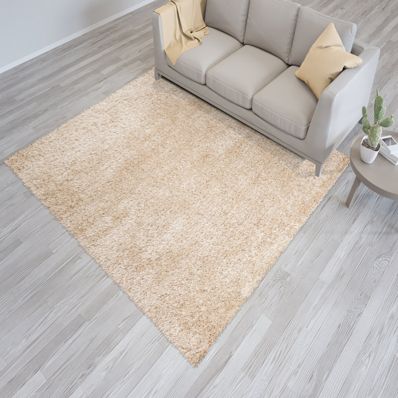 Oslo Stone Shaggy Area Rug – Soft Polyester Carpet for Living Room & Bedroom, Hallway Runner & Mat, Rectangle 200 x 290cm