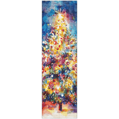 Premium Machine Washable Dockside AMF1806 Colorful Christmas Tree Rug