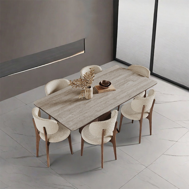 Simple modern rectangular rock plate table sets, 29.52"H x 70.86"L x 35.43"W