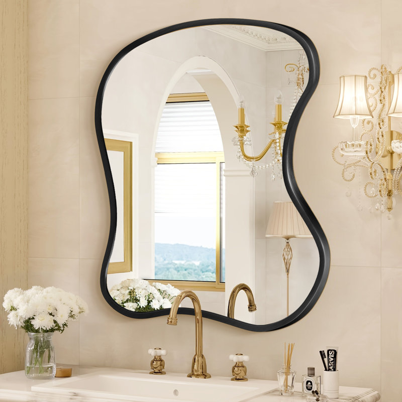 Miroir mural asymétrique, 24 po x 20 po, Noir