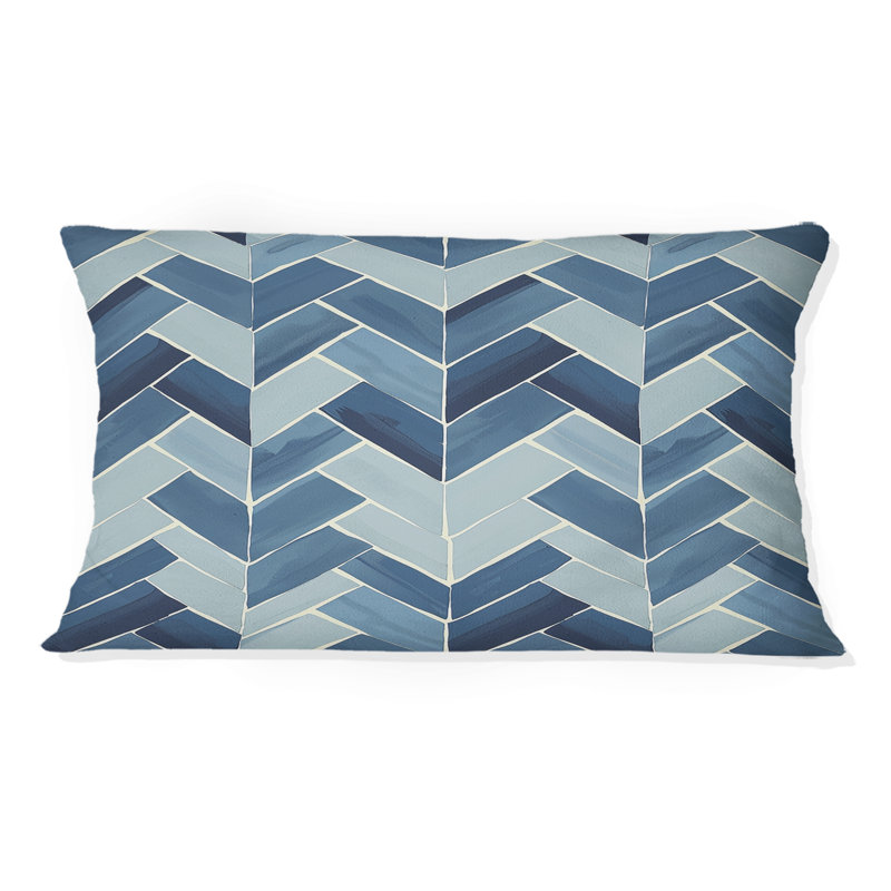 Coussin lombaire à chevrons bleu marine Midcentury