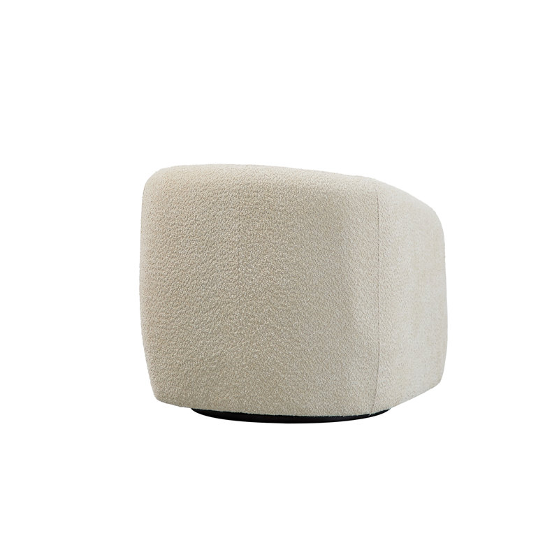 Tarvaris Upholstered Swivel Barrel Chair, Beige Fabric