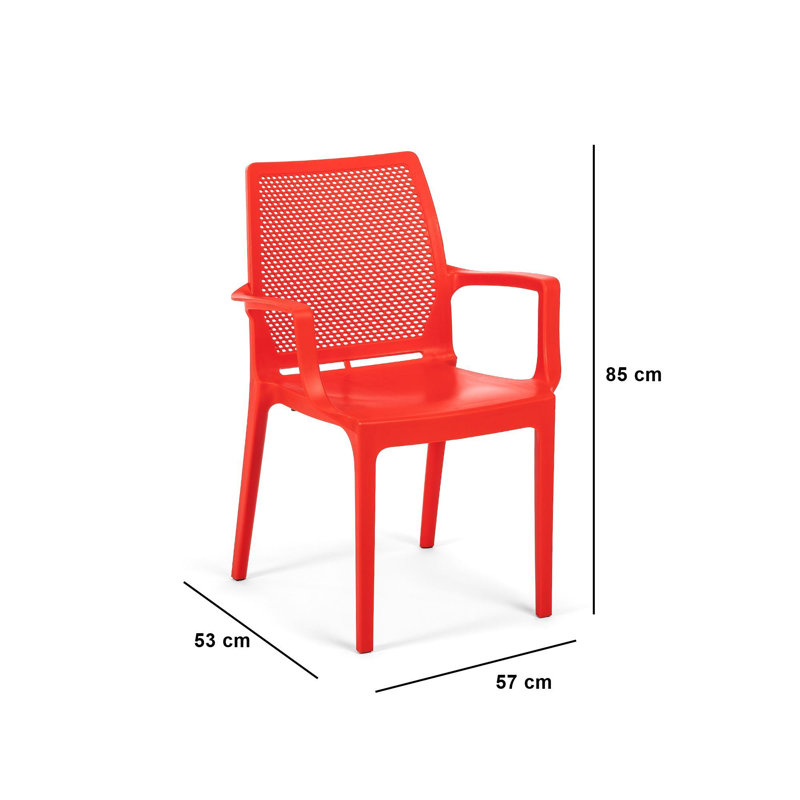 Chaise moderne rouge, 22,4 po x 33,5 po x 20,9 po | 100% polypropylène, conception géométrique élégante | Parfait pour le bureau personnel, le salon et les espaces contemporains, durable et facile à nettoyer, confort ergonomique