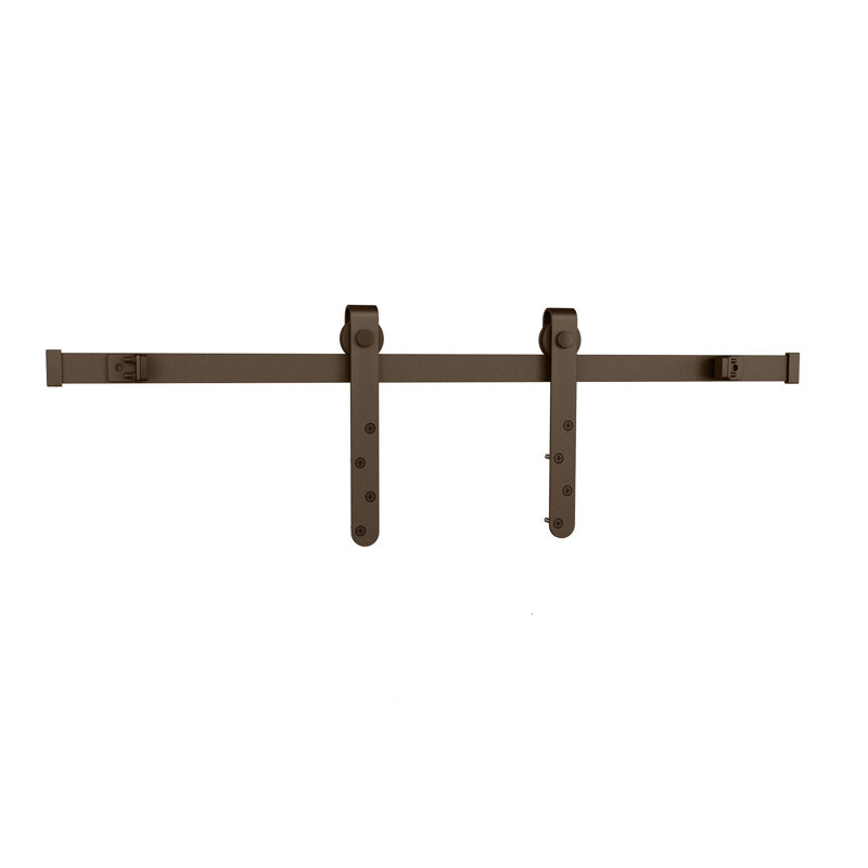 Ensemble de quincaillerie de porte de grange coulissante en acier massif pour portes simples en bois, 72 po, Bronze huilé