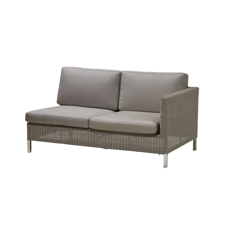 Connect 58.3" Wide Outdoor Wicker Loveseat with Cushions, Right Hand Facing, Taupe