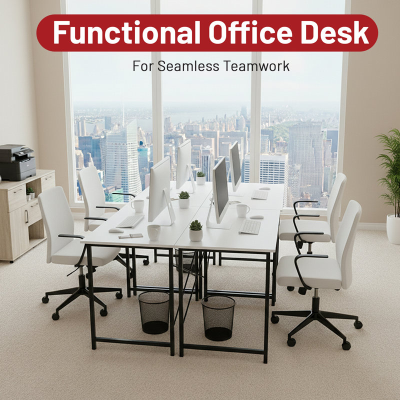 Table d'ordinateur avec bureau en métal, Blanc
