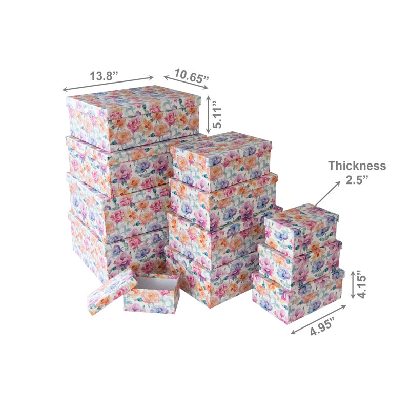 S/12 Rect. Nesting Boxes Soft Floral