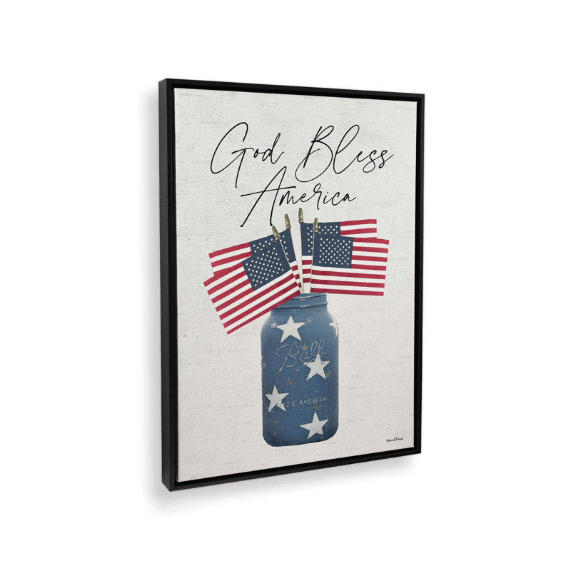 «Stars & Stripes Forever» par impression d'art à lettres et doublée, L 12 po x H 16 po, Toile avec cadre, Noir