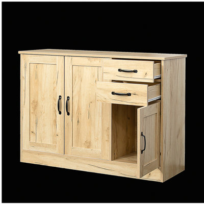 Buffet moderne en bois avec 2 portes 1 espace de rangement et 2 tiroirs