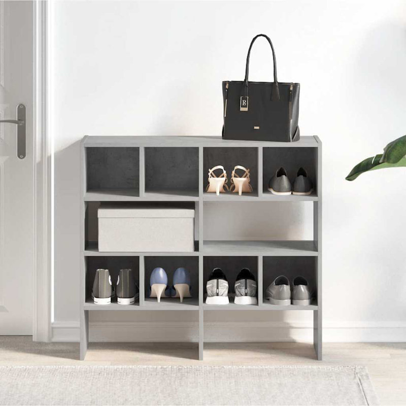 Bayah 8 Pair Stackable Shoe Rack, Concrete Grey