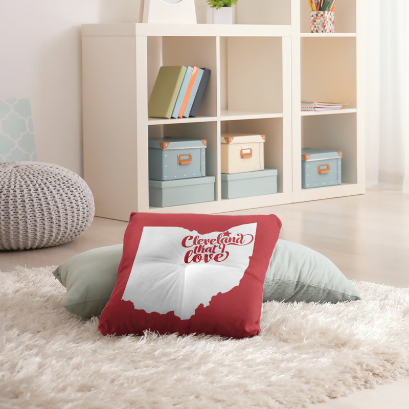 Coussin de plancher touffeté, 30 po x 30 po, Rouge, Cleveland