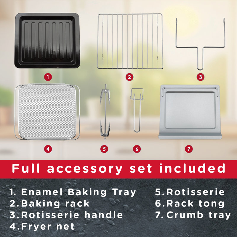 15L Clean Cook Digital Air Fryer Oven, Rotisserie, Full Accessory Set