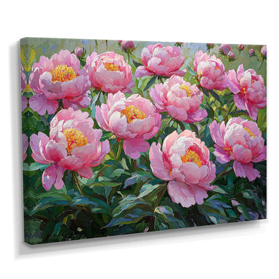 Pivoines Keeney le long des rangées de légumes - pivoines, art mural
