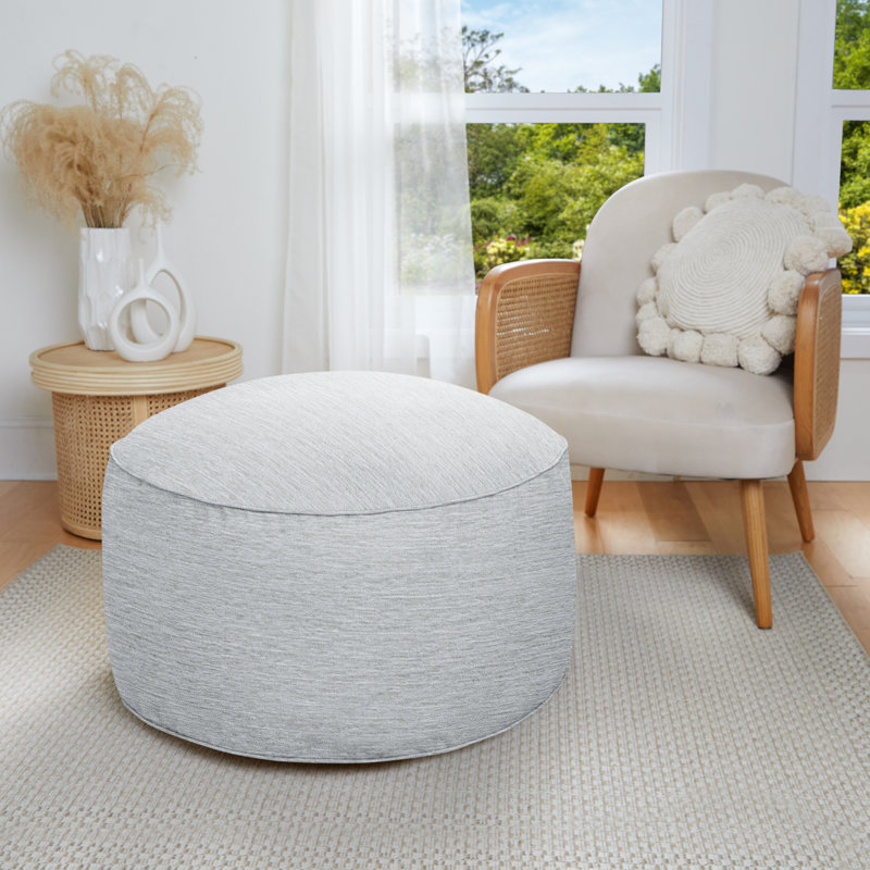 Jahmad Upholstered Pouf, Silver 100% Polyester