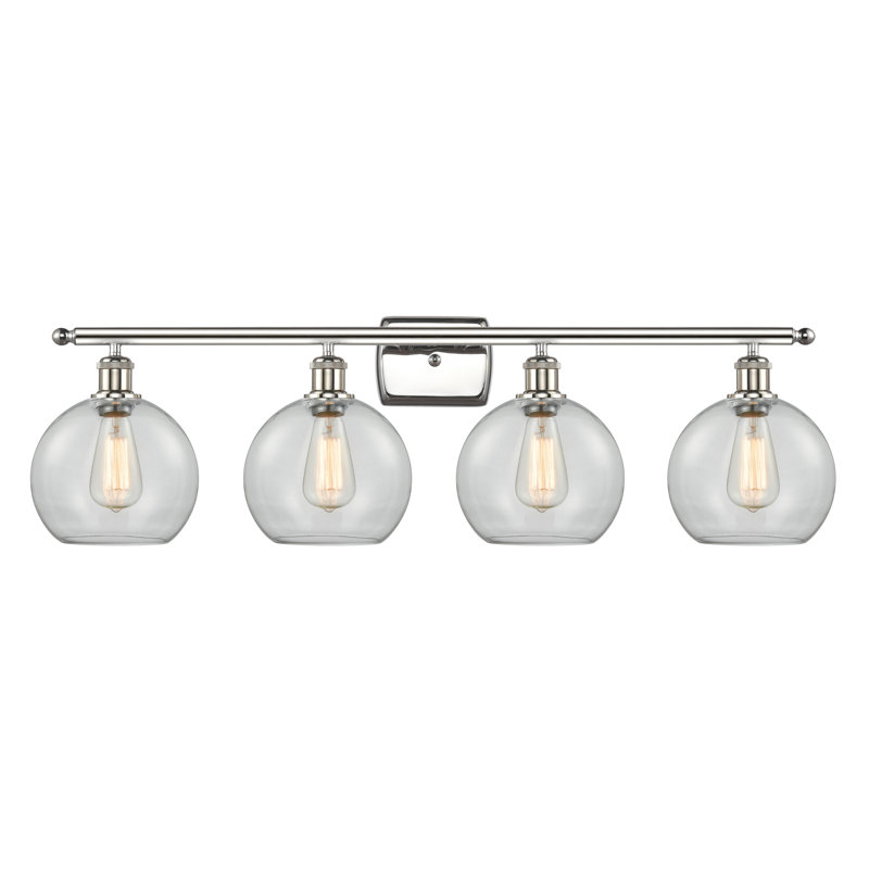Éclairage de salle de bain à intensité variable 4 lumières Baptista, Transparent, Ampoule DEL 6 watts Vinage, Nickel poli