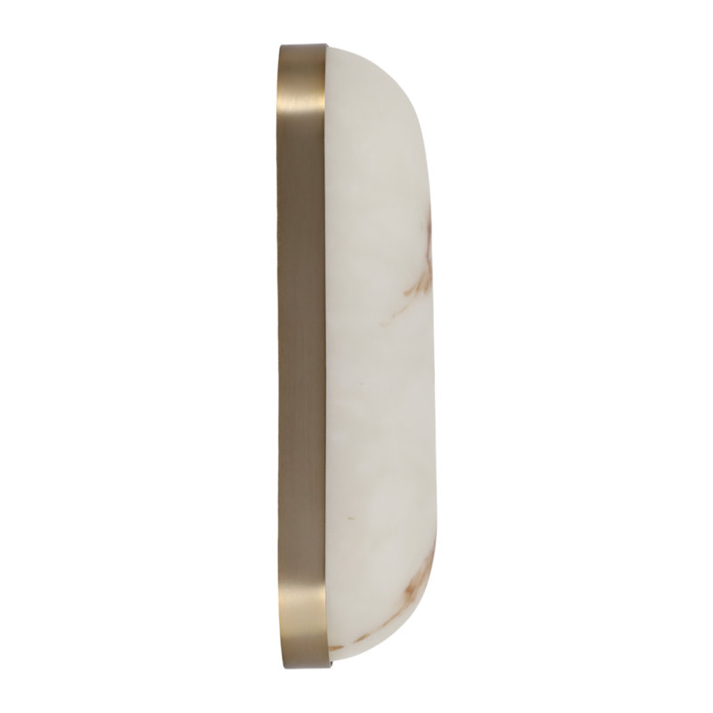 Applique murale rectangulaire en faux albâtre pour la maison - Décoration murale décorative pour éclairage de vestibule et de couloir - 12 po, blanc et or