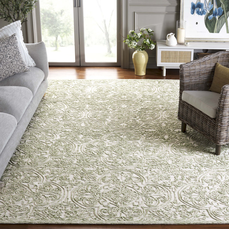 Msr Trace Martha Stewart Hand Tufted Wool And Cotton With Latex Damask Rug, Rectangle 8' x 10'