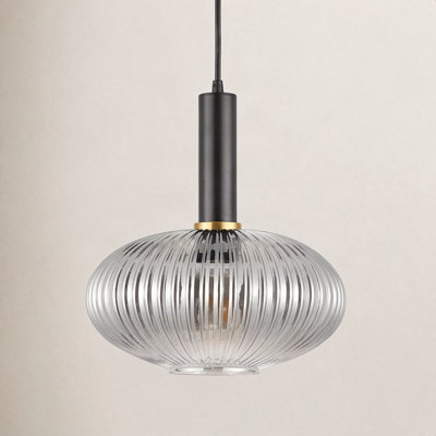 Koto Single Light Ribbed Glass Dimmable Pendant