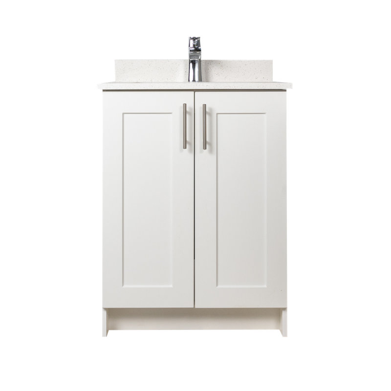 Meuble-lavabo 24 po gris clair style Shaker, Blanc