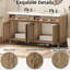 Meuble-lavabo double de 60 po avec lavabos SMC, grand rangement, portes à fermeture en douceur et accents en rotin pour une élégance moderne-1296962139