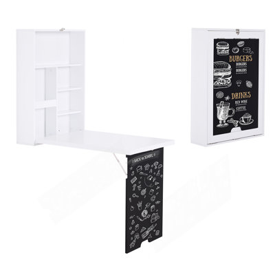 Bureau mural pliable avec tableau noir, bureau flottant convertible pliable avec tablettes, bureau d'écriture