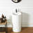 Cpingao 35" H Stone Resin Circular Pedestal Bathroom Sink 