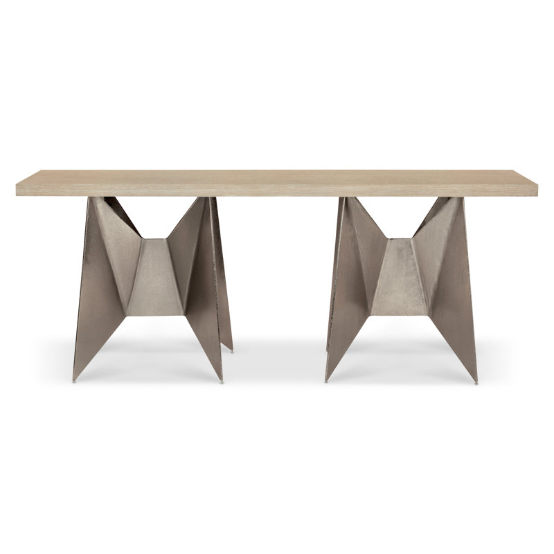 Solaria Transitional Beige 72'' Wood and Metal Console Table