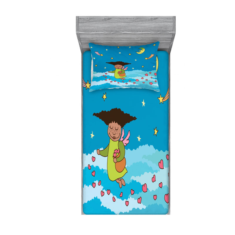 Ensemble de draps Angel Wings, Ensemble de draps pour lit simple avec drap-housse