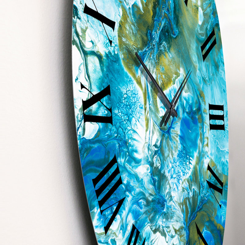 Horloge murale moderne bleue et blanche, Moyen