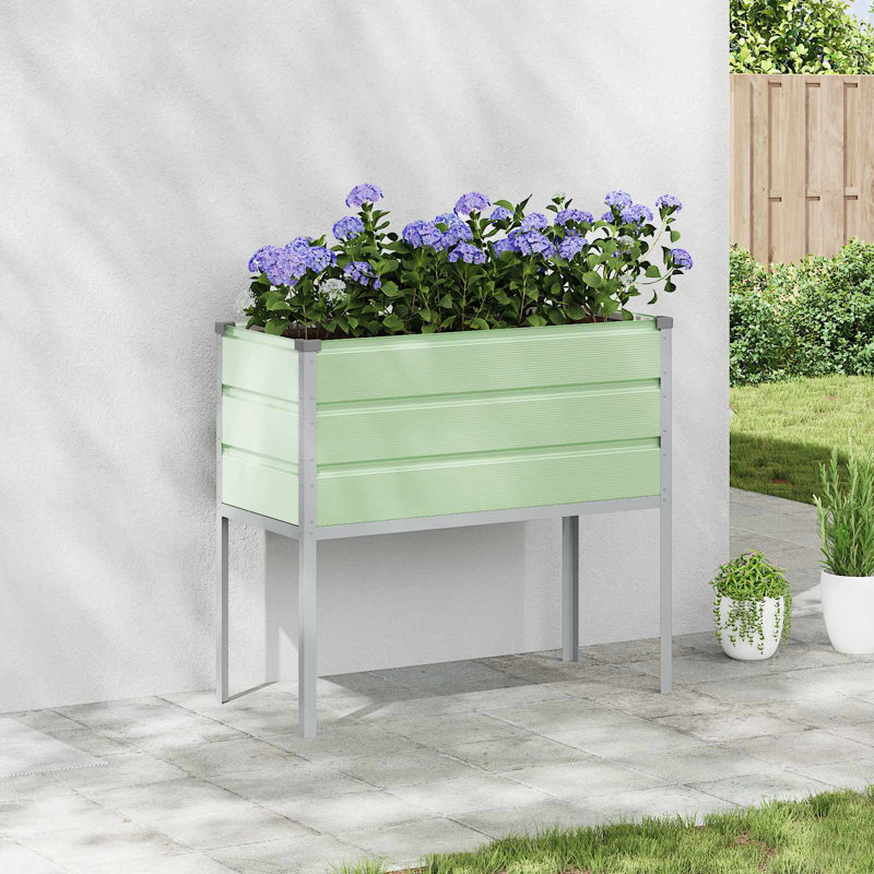  Planter 100 X 45 X 90 Cm Galvanised Steel, Pastel Green