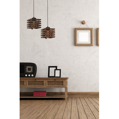 Lustre rustique en bois, 18 po de diamètre x 27,6 po de hauteur | Hauteur réglable, couleur brun uni | Douille E27 (40 W maximum) | Peinture électrostatique durable séchée au four | Parfait pour les décorations du Sud-Ouest et de la campagne
