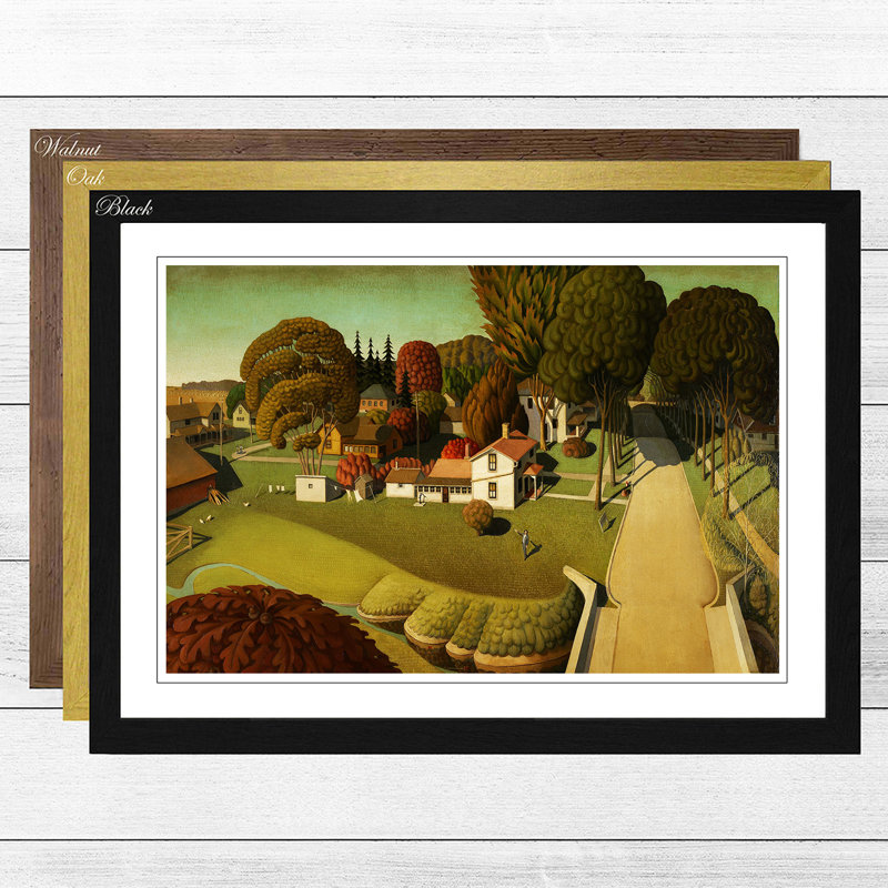 Grant Wood - Single Picture Frame Print, Oak