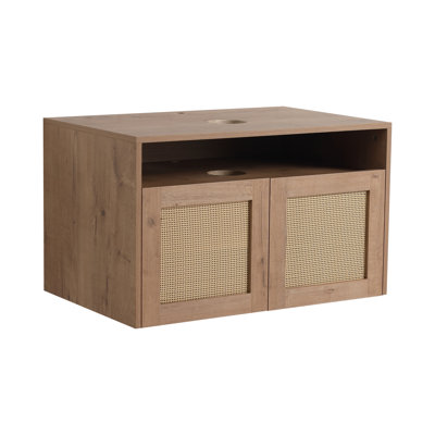  Contemporary Imitative Oak Wall Mounted Bathroom Vanity Base Cabinet, Dressing Table