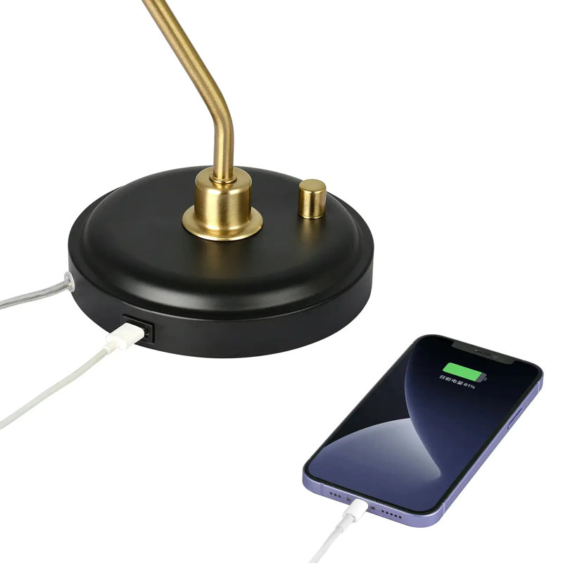 Lampe de bureau 18 po noire et dorée, design moderne