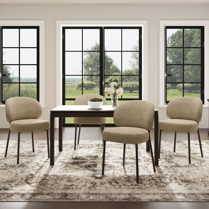 Upholstered Dining Chair with Thick Cushioned Seat, Camel